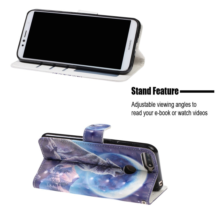 3D Visual Painting Left And Right Open Leather Case for Huawei Enjoy 8e / 7A / 7A Pro / Y6 Prime 2018 , With Bracket & Card Slot & Wallet & Bracelet