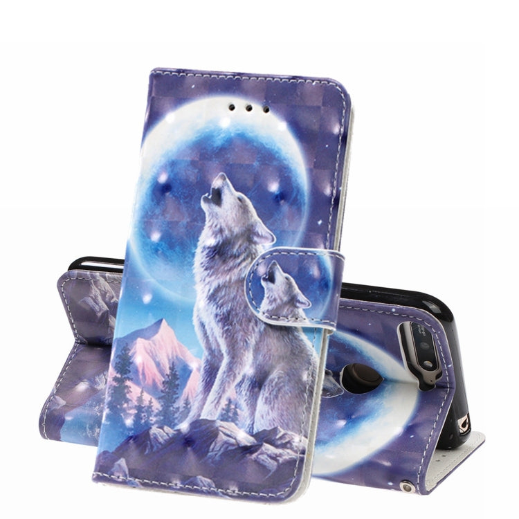 3D Visual Painting Left And Right Open Leather Case for Huawei Enjoy 8e / 7A / 7A Pro / Y6 Prime 2018 , With Bracket & Card Slot & Wallet & Bracelet