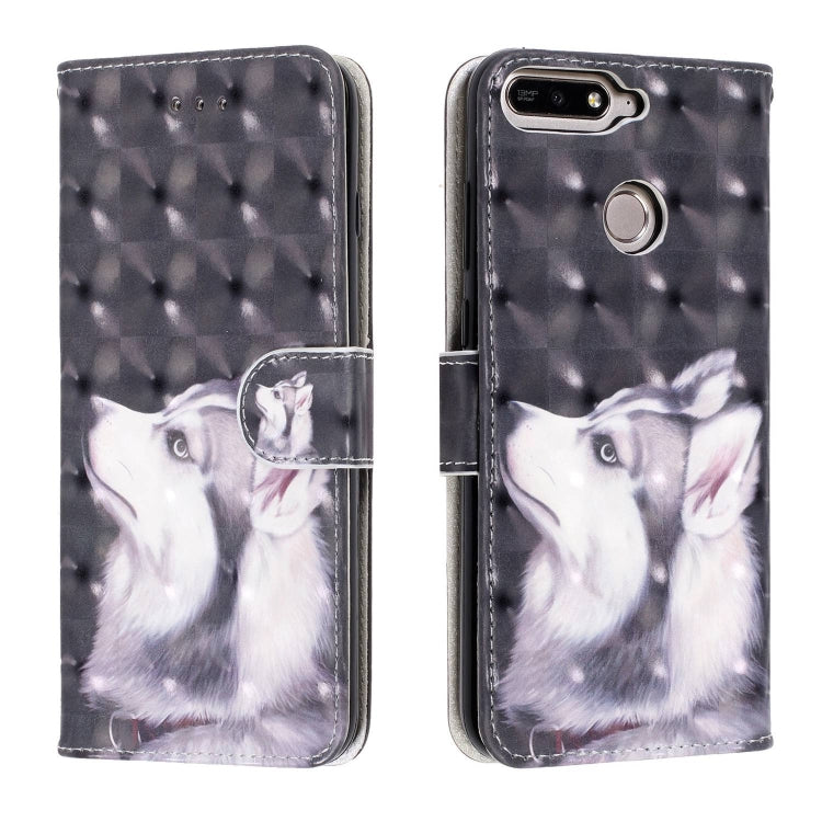 3D Visual Painting Left And Right Open Leather Case for Huawei Enjoy 8e / 7A / 7A Pro / Y6 Prime 2018 , With Bracket & Card Slot & Wallet & Bracelet