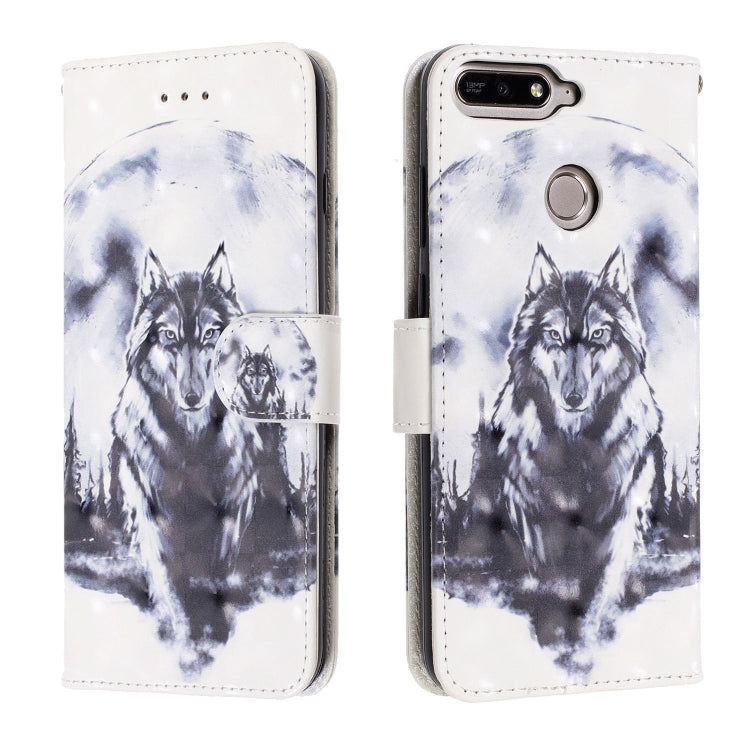 3D Visual Painting Left And Right Open Leather Case for Huawei Enjoy 8e / 7A / 7A Pro / Y6 Prime 2018 , With Bracket & Card Slot & Wallet & Bracelet