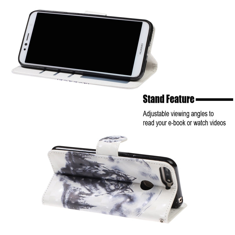 3D Visual Painting Left And Right Open Leather Case for Huawei Enjoy 8e / 7A / 7A Pro / Y6 Prime 2018 , With Bracket & Card Slot & Wallet & Bracelet