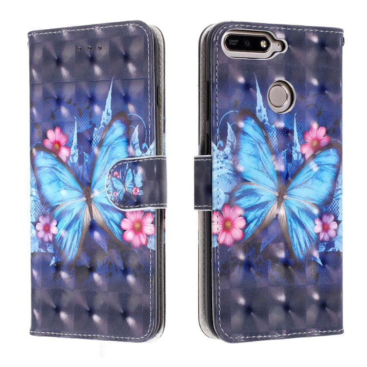 3D Visual Painting Left And Right Open Leather Case for Huawei Enjoy 8e / 7A / 7A Pro / Y6 Prime 2018 , With Bracket & Card Slot & Wallet & Bracelet