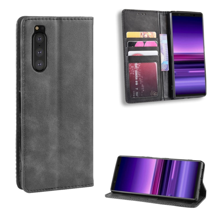 Magnetic Buckle Retro Crazy Horse Texture Horizontal Flip Leather Case for Sony Xperia 2, with Holder & Card Slots & Photo Frame