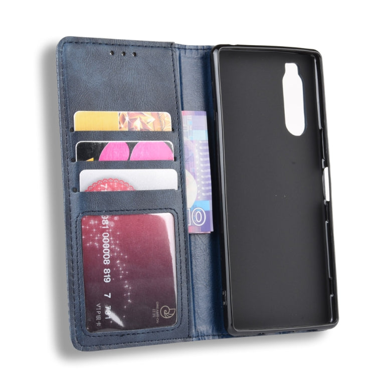 Magnetic Buckle Retro Crazy Horse Texture Horizontal Flip Leather Case for Sony Xperia 2, with Holder & Card Slots & Photo Frame