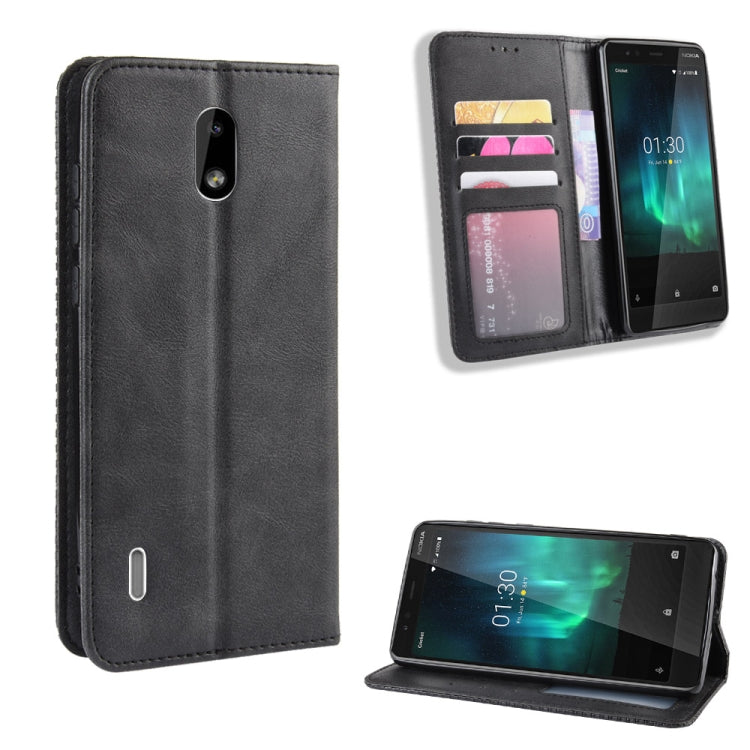 Magnetic Buckle Retro Crazy Horse Texture Horizontal Flip Leather Case for Nokia 3.1 C , with Holder & Card Slots & Photo Frame