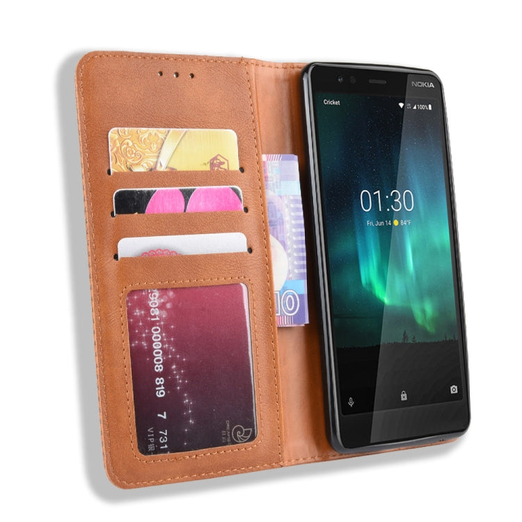 Magnetic Buckle Retro Crazy Horse Texture Horizontal Flip Leather Case for Nokia 3.1 C , with Holder & Card Slots & Photo Frame