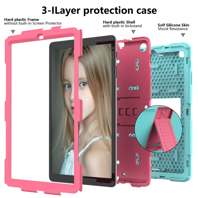 Shockproof Two-Color Silicone Protection Case with Holder for Galaxy Tab A 10.1 (2019) / T510