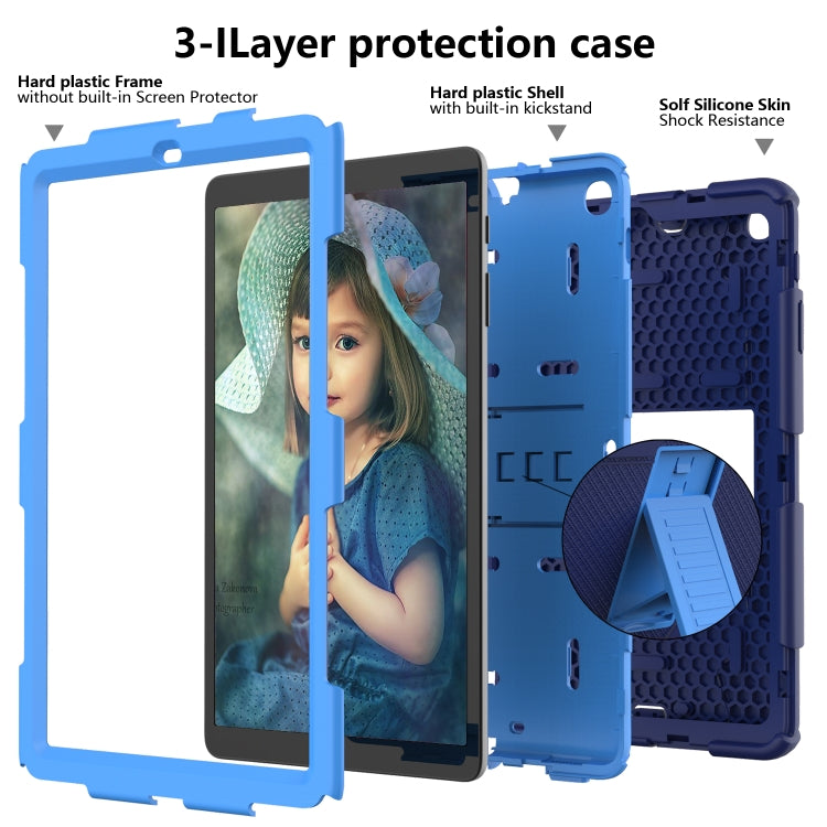 Shockproof Two-Color Silicone Protection Case with Holder for Galaxy Tab A 10.1 (2019) / T510