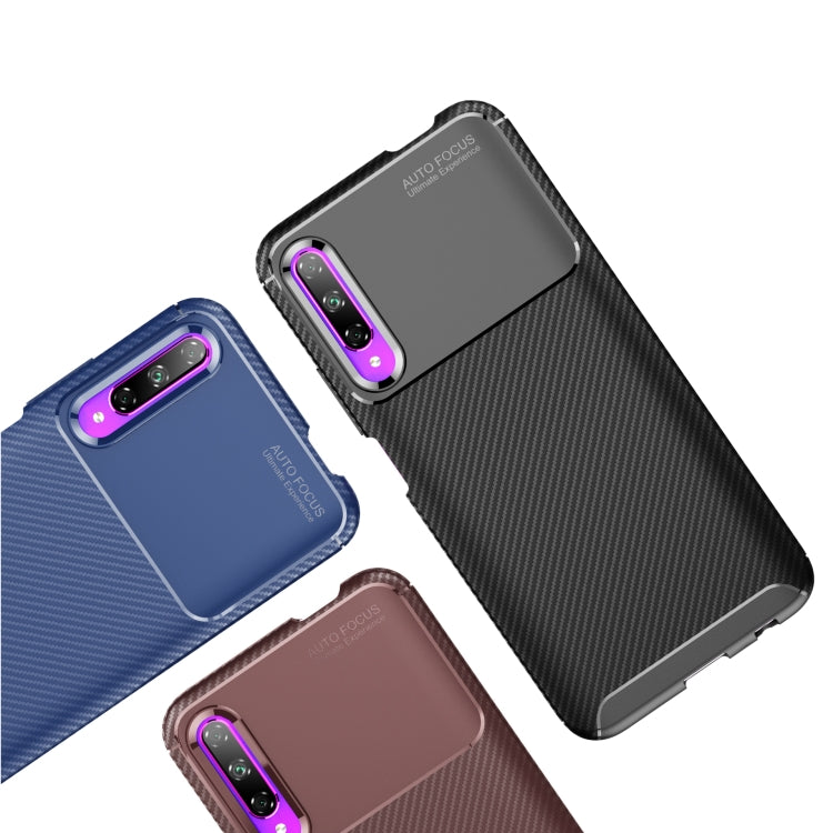 Carbon Fiber Texture Shockproof TPU Case for Huawei Honor 9X Pro(Blue)