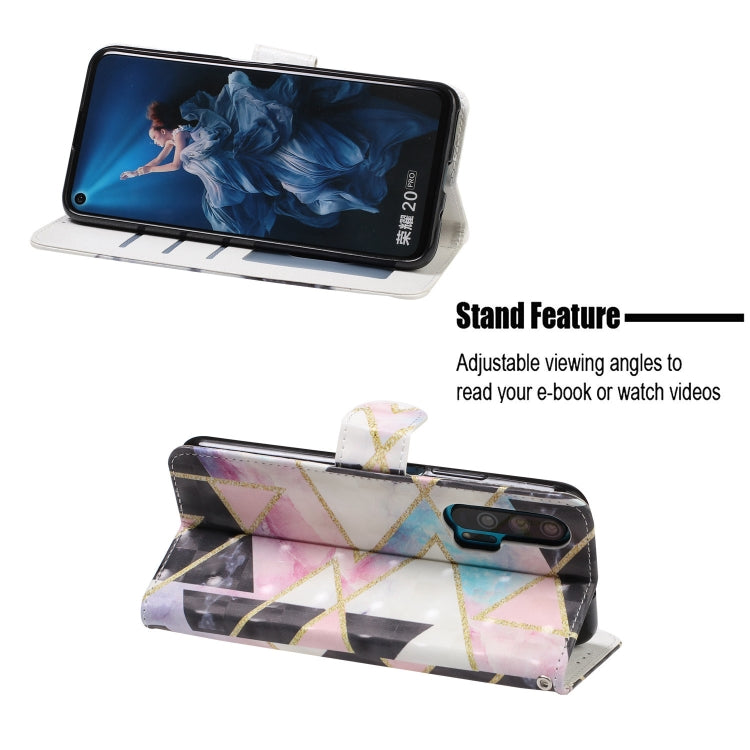 3D Visual Painting Left And Right Open Leather Case for Huawei Honor 20 Pro, With Bracket & Card Slot & Wallet & Bracelet