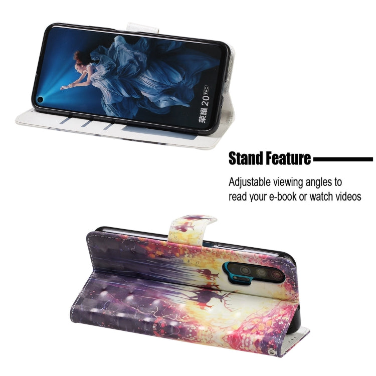 3D Visual Painting Left And Right Open Leather Case for Huawei Honor 20 Pro, With Bracket & Card Slot & Wallet & Bracelet