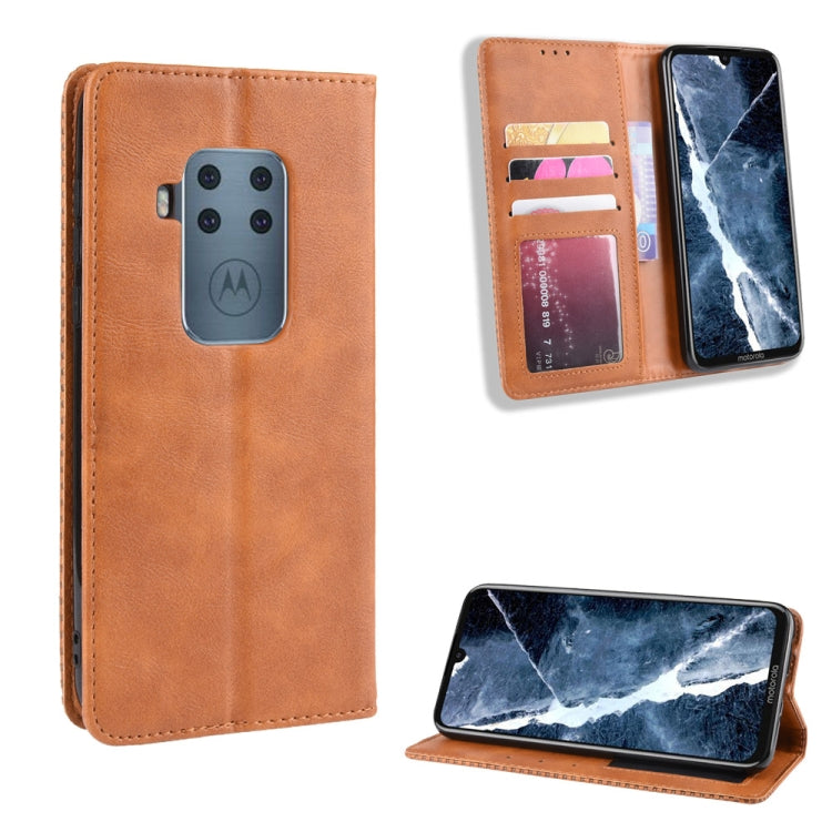 Magnetic Buckle Retro Crazy Horse Texture Horizontal Flip Leather Case for Motorola Moto One Pro , with Holder & Card Slots & Photo Frame