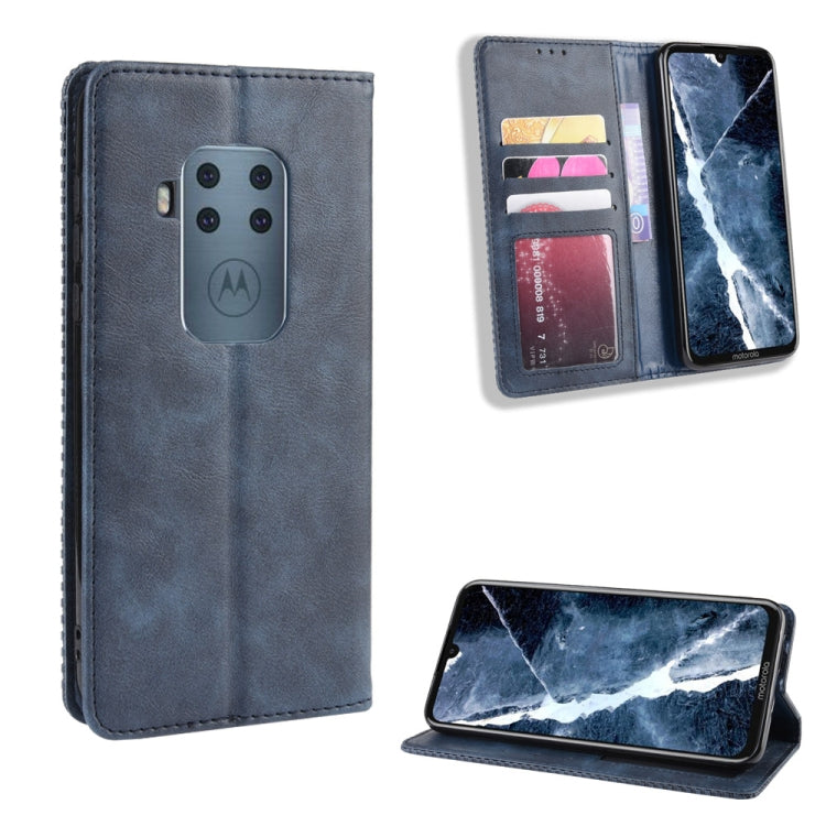 Magnetic Buckle Retro Crazy Horse Texture Horizontal Flip Leather Case for Motorola Moto One Pro , with Holder & Card Slots & Photo Frame