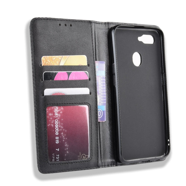 Magnetic Buckle Retro Crazy Horse Texture Horizontal Flip Leather Case for Oppo A5s (AX5s) , with Holder & Card Slots & Photo Frame