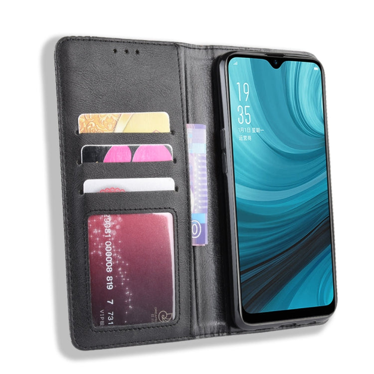 Magnetic Buckle Retro Crazy Horse Texture Horizontal Flip Leather Case for Oppo A5s (AX5s) , with Holder & Card Slots & Photo Frame