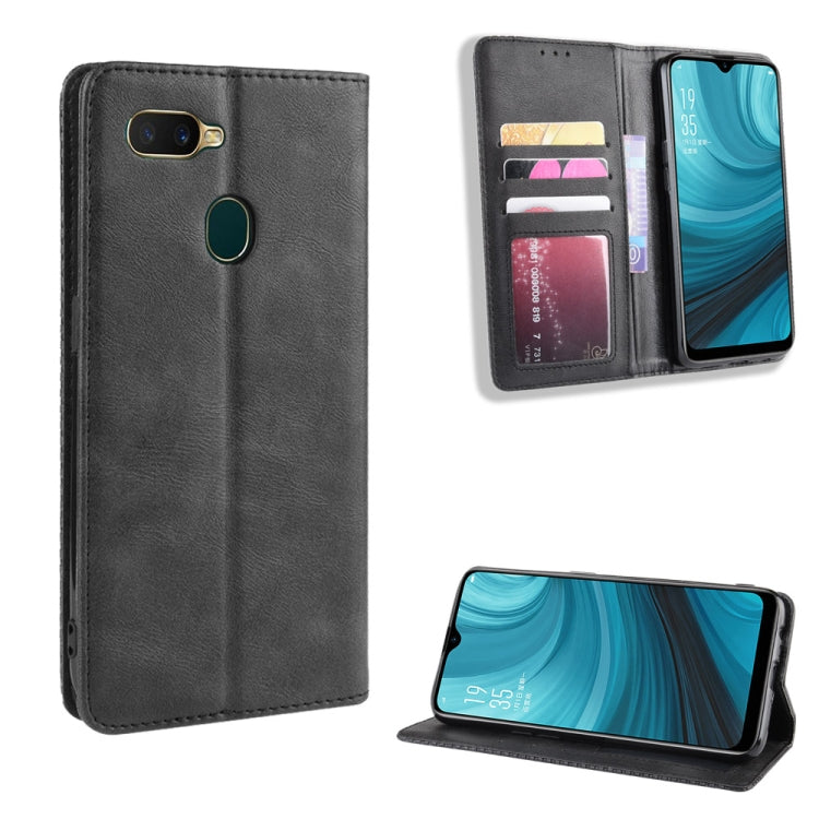 Magnetic Buckle Retro Crazy Horse Texture Horizontal Flip Leather Case for Oppo A7  , with Holder & Card Slots & Photo Frame