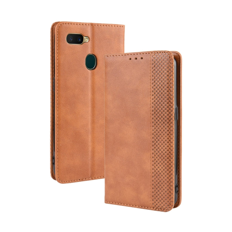 Magnetic Buckle Retro Crazy Horse Texture Horizontal Flip Leather Case for Oppo A7  , with Holder & Card Slots & Photo Frame