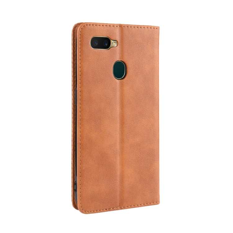 Magnetic Buckle Retro Crazy Horse Texture Horizontal Flip Leather Case for Oppo A7  , with Holder & Card Slots & Photo Frame