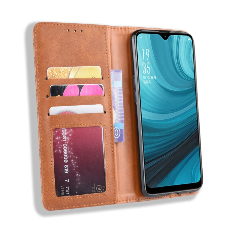 Magnetic Buckle Retro Crazy Horse Texture Horizontal Flip Leather Case for Oppo A7  , with Holder & Card Slots & Photo Frame