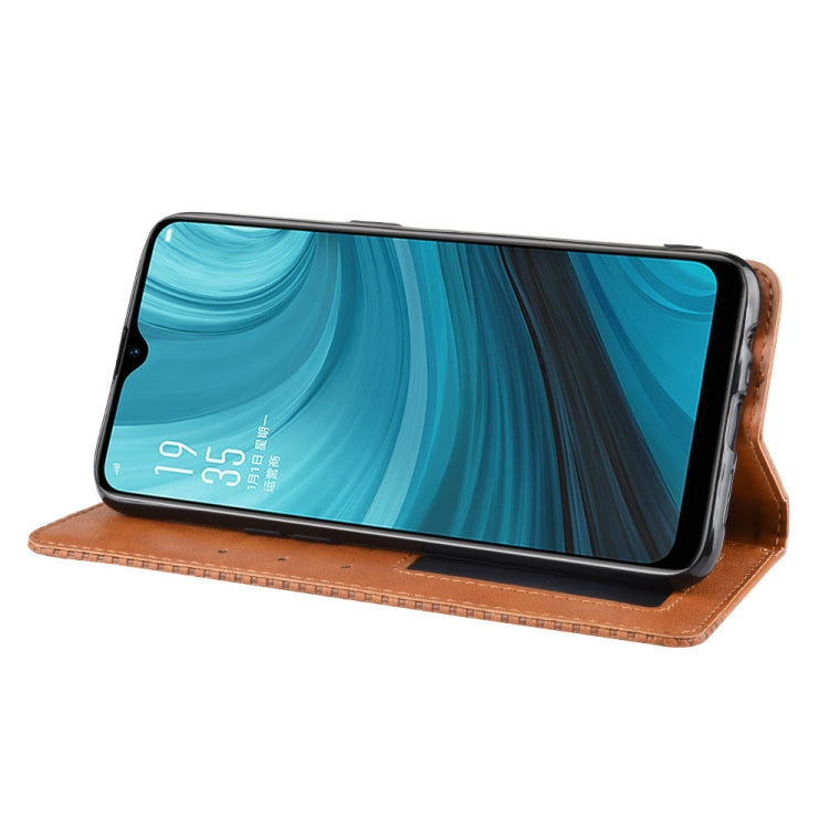 Magnetic Buckle Retro Crazy Horse Texture Horizontal Flip Leather Case for Oppo A7  , with Holder & Card Slots & Photo Frame