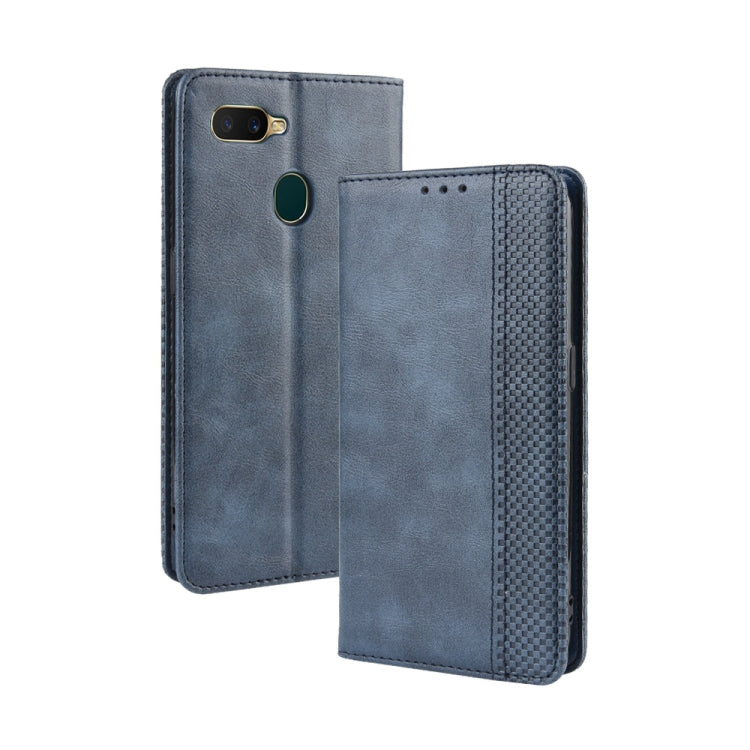 Magnetic Buckle Retro Crazy Horse Texture Horizontal Flip Leather Case for Oppo A7  , with Holder & Card Slots & Photo Frame