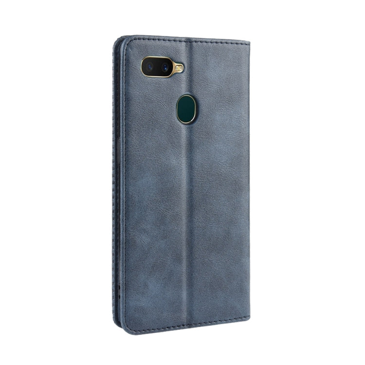 Magnetic Buckle Retro Crazy Horse Texture Horizontal Flip Leather Case for Oppo A7  , with Holder & Card Slots & Photo Frame