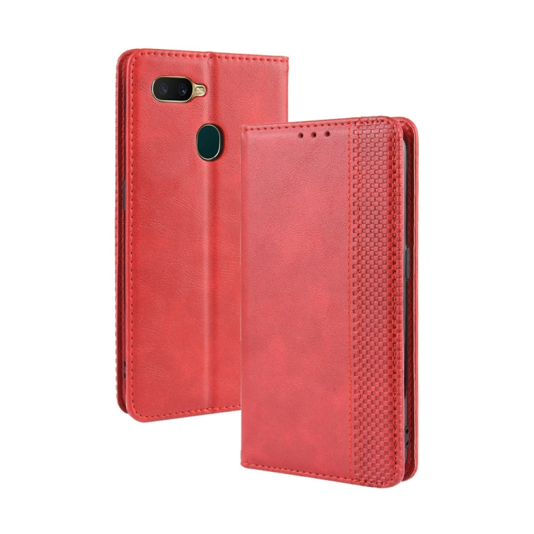 Magnetic Buckle Retro Crazy Horse Texture Horizontal Flip Leather Case for Oppo A7  , with Holder & Card Slots & Photo Frame