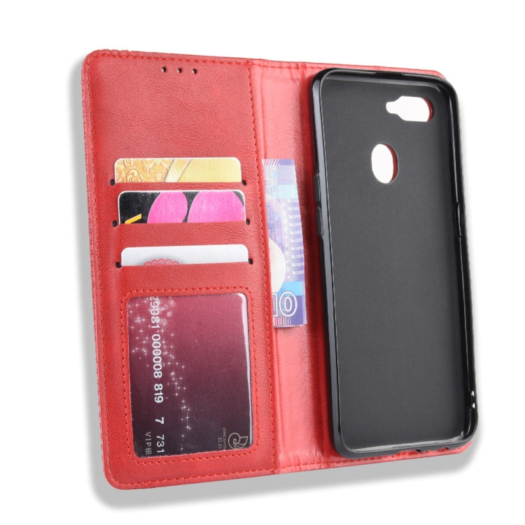 Magnetic Buckle Retro Crazy Horse Texture Horizontal Flip Leather Case for Oppo A7  , with Holder & Card Slots & Photo Frame