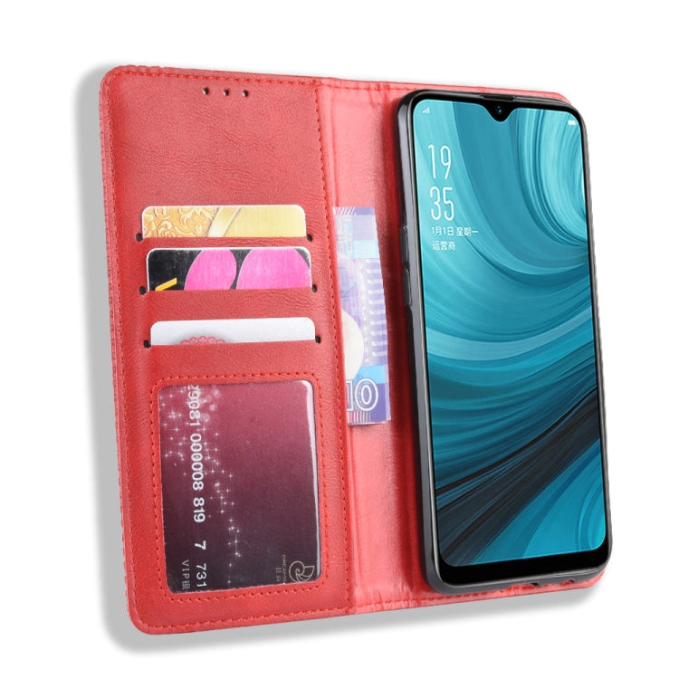 Magnetic Buckle Retro Crazy Horse Texture Horizontal Flip Leather Case for Oppo A7  , with Holder & Card Slots & Photo Frame