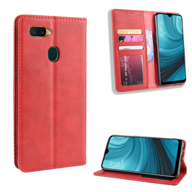 Magnetic Buckle Retro Crazy Horse Texture Horizontal Flip Leather Case for Oppo A7  , with Holder & Card Slots & Photo Frame