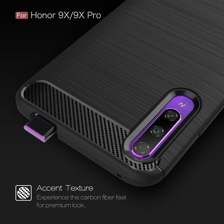 Brushed Texture Carbon Fiber TPU Case for Huawei Honor 9X / 9X Pro