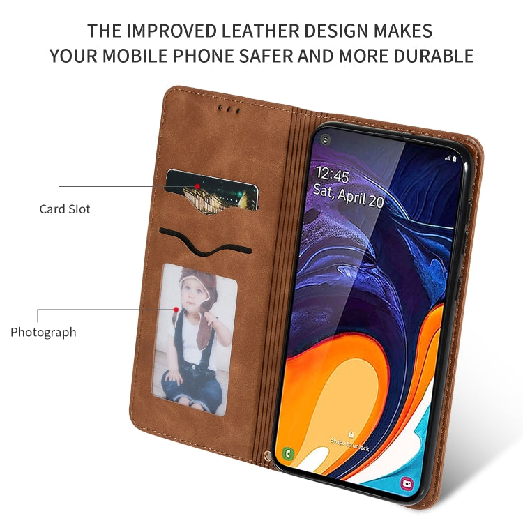 Retro Skin Feel Business Magnetic Horizontal Flip Leather Case for Galaxy A60 / M40