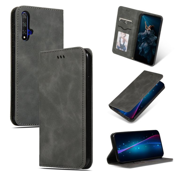 Retro Skin Feel Business Magnetic Horizontal Flip Leather Case for Huawei Honor 20