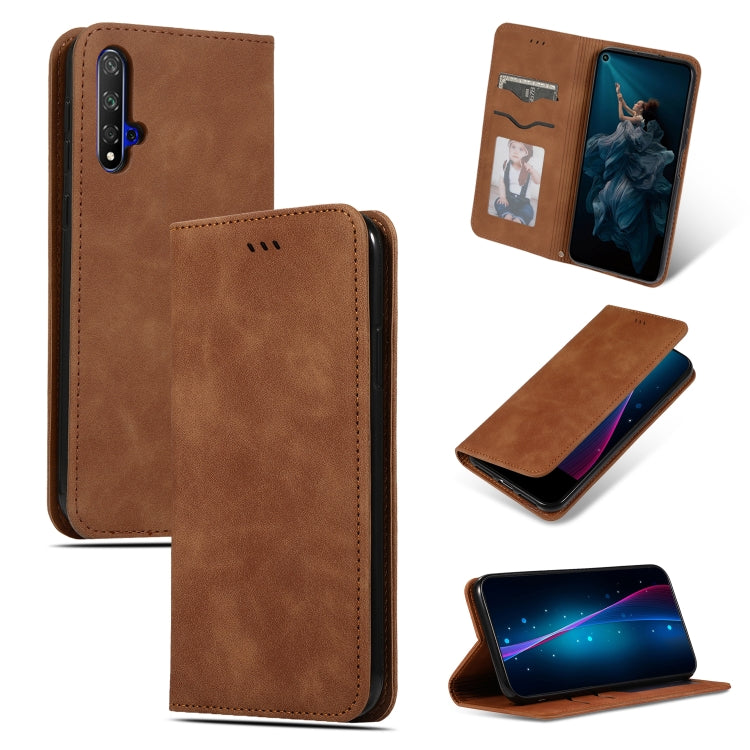 Retro Skin Feel Business Magnetic Horizontal Flip Leather Case for Huawei Honor 20