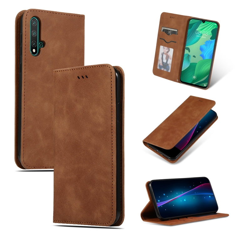 Retro Skin Feel Business Magnetic Horizontal Flip Leather Case for Huawei Nova 5 / Nova 5 Pro