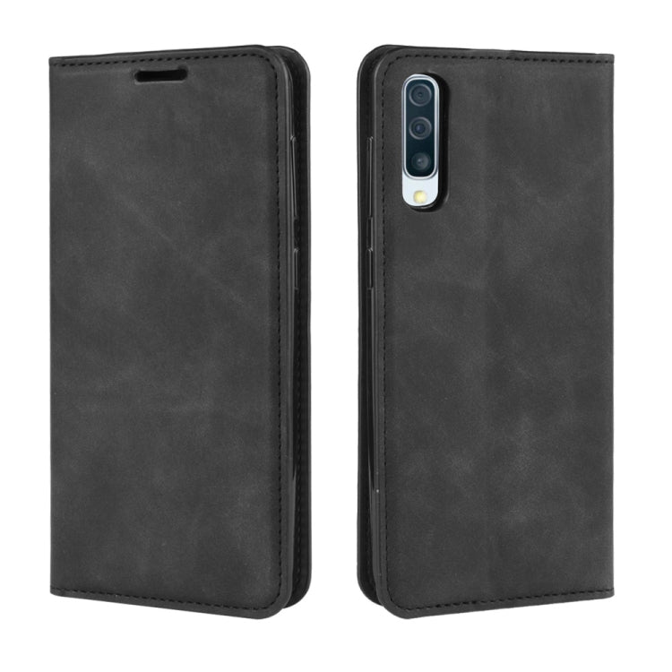 Retro-skin Business Magnetic Suction Leather Case with Wallet & Card Slot & Holder for Galaxy A50