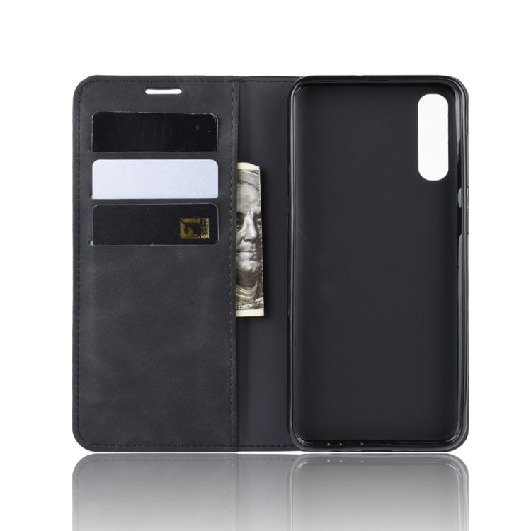 Retro-skin Business Magnetic Suction Leather Case with Wallet & Card Slot & Holder for Galaxy A50