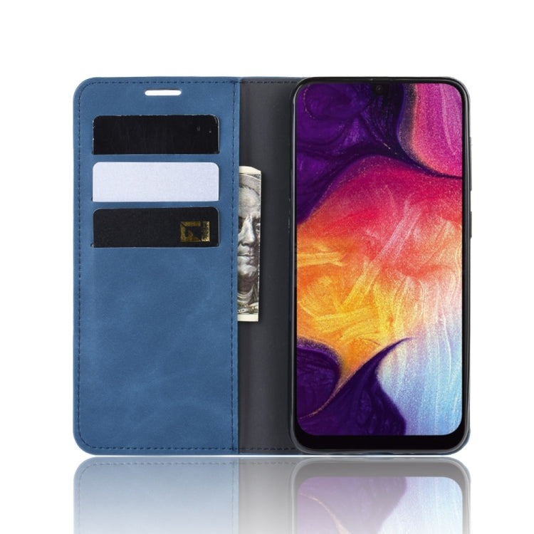 Retro-skin Business Magnetic Suction Leather Case with Wallet & Card Slot & Holder for Galaxy A50