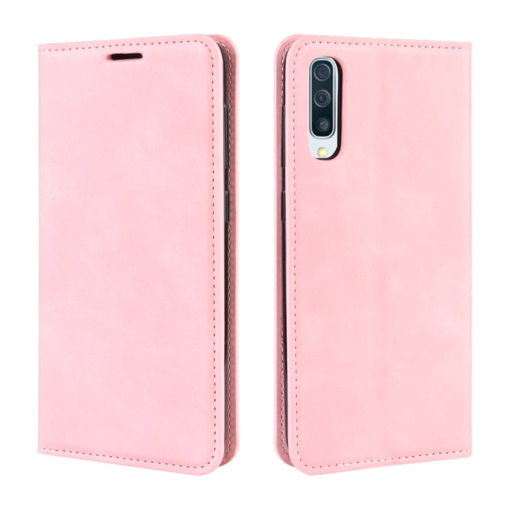 Retro-skin Business Magnetic Suction Leather Case with Wallet & Card Slot & Holder for Galaxy A50