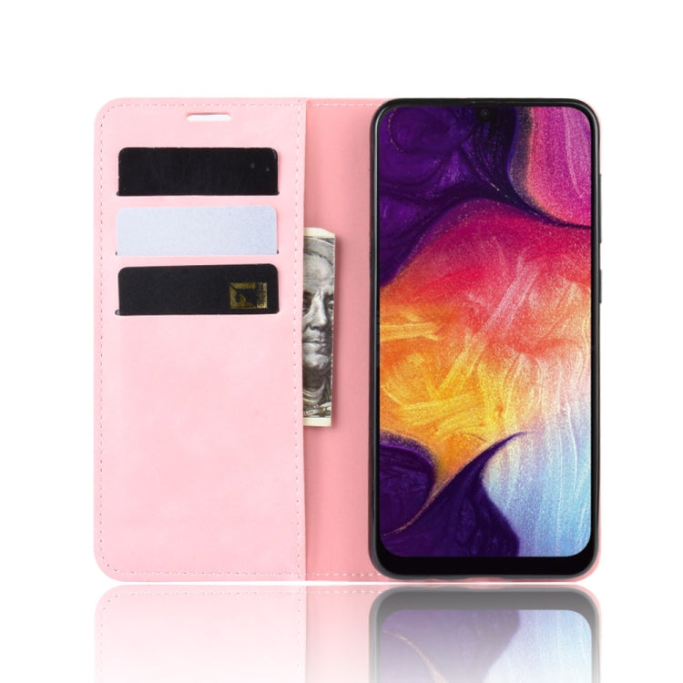 Retro-skin Business Magnetic Suction Leather Case with Wallet & Card Slot & Holder for Galaxy A50