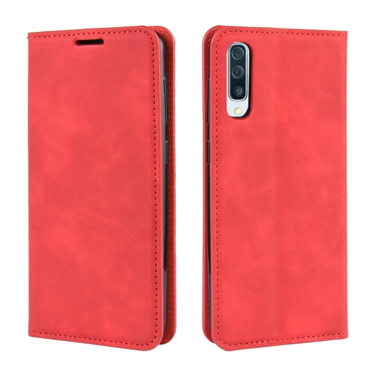 Retro-skin Business Magnetic Suction Leather Case with Wallet & Card Slot & Holder for Galaxy A50