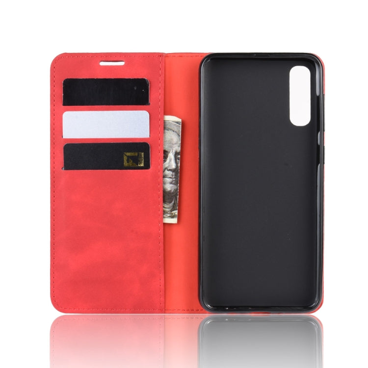 Retro-skin Business Magnetic Suction Leather Case with Wallet & Card Slot & Holder for Galaxy A50