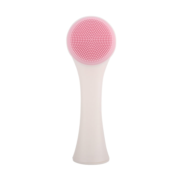 0801 Face Wash Cleansing Instrument Manual Cleansing Brush Silicone Double Side Massage Brush Face Washer Beauty Tools(White)