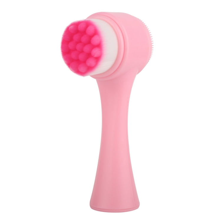 0801 Face Wash Cleansing Instrument Manual Cleansing Brush Silicone Double Side Massage Brush Face Washer Beauty Tools(White)