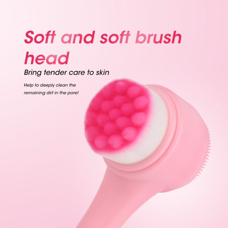 0801 Face Wash Cleansing Instrument Manual Cleansing Brush Silicone Double Side Massage Brush Face Washer Beauty Tools(White)