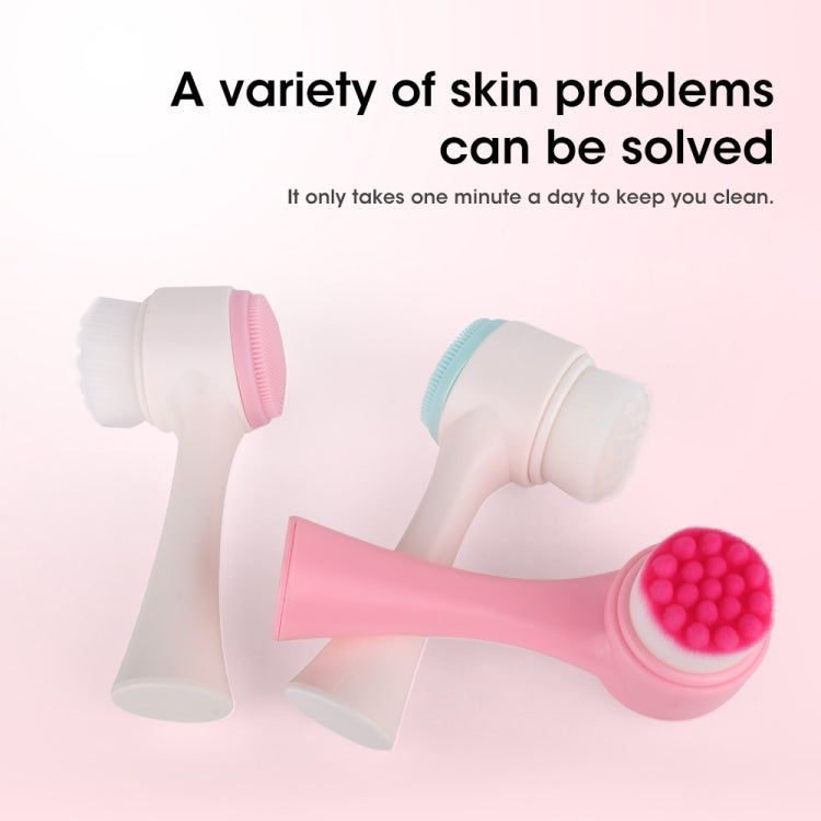 0801 Face Wash Cleansing Instrument Manual Cleansing Brush Silicone Double Side Massage Brush Face Washer Beauty Tools(White)