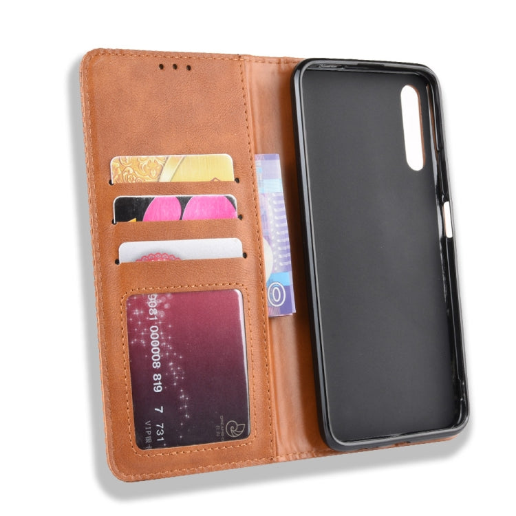 Magnetic Buckle Retro Crazy Horse Texture Horizontal Flip Leather Case for Huawei Honor 9X / Honor 9X Pro, with Holder & Card Slots & Photo Frame