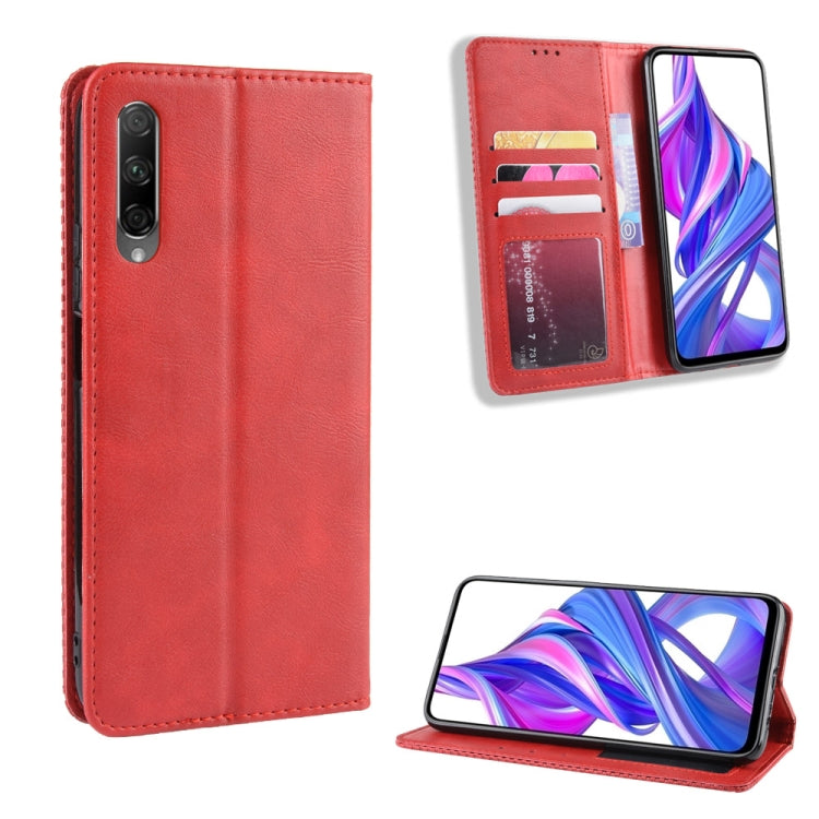 Magnetic Buckle Retro Crazy Horse Texture Horizontal Flip Leather Case for Huawei Honor 9X / Honor 9X Pro, with Holder & Card Slots & Photo Frame