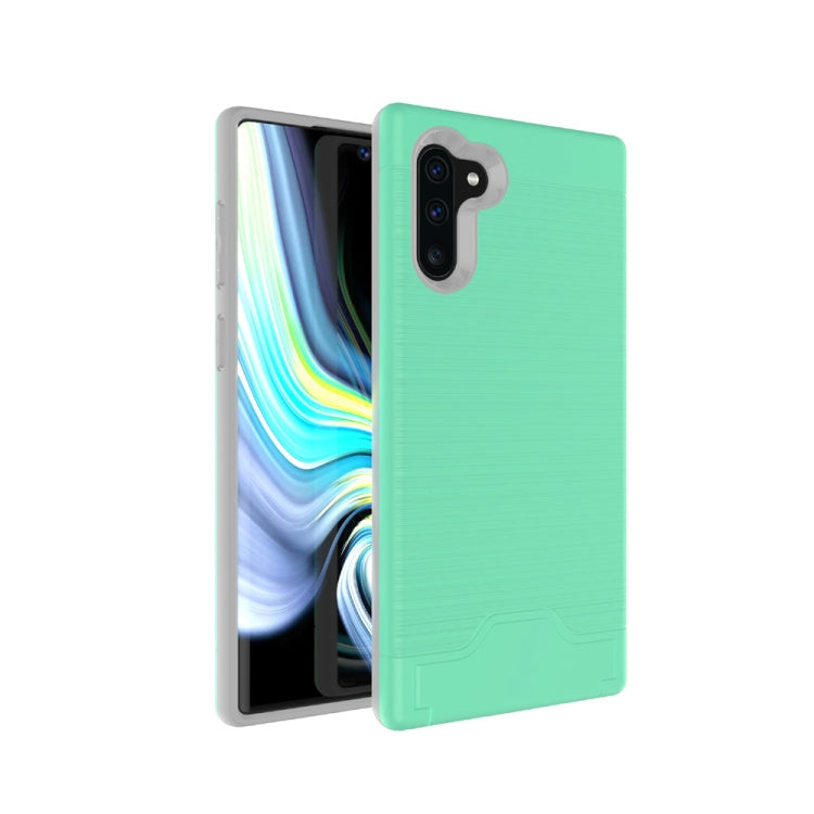 Ultra-thin TPU+PC Brushed Texture Shockproof Protective Case for Galaxy Note10, with Holder & Card Slot