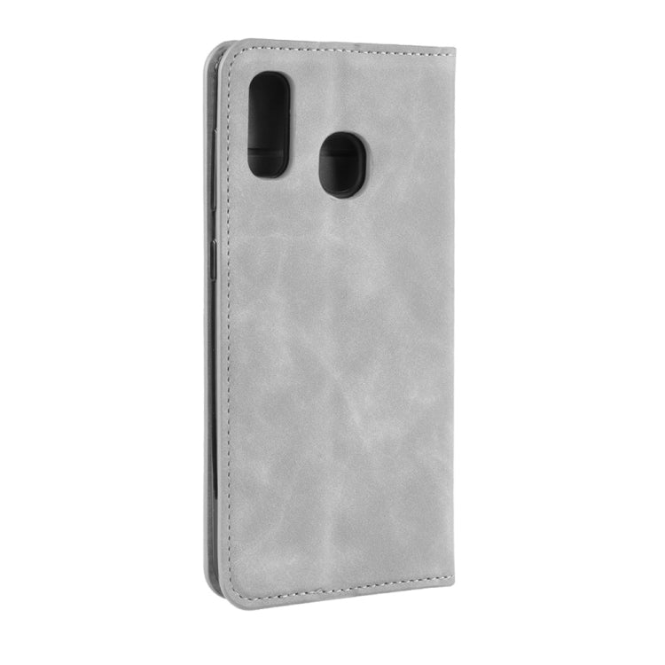 Retro-skin Business Magnetic Suction Leather Case with Purse-Bracket-Chuck For Galaxy A30